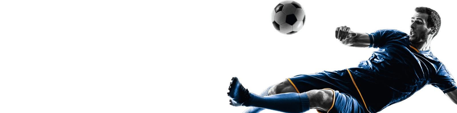 Active soccer player performing a bicycle kick at Osaro Intl Sports Academy, promoting youth and adult soccer training services.