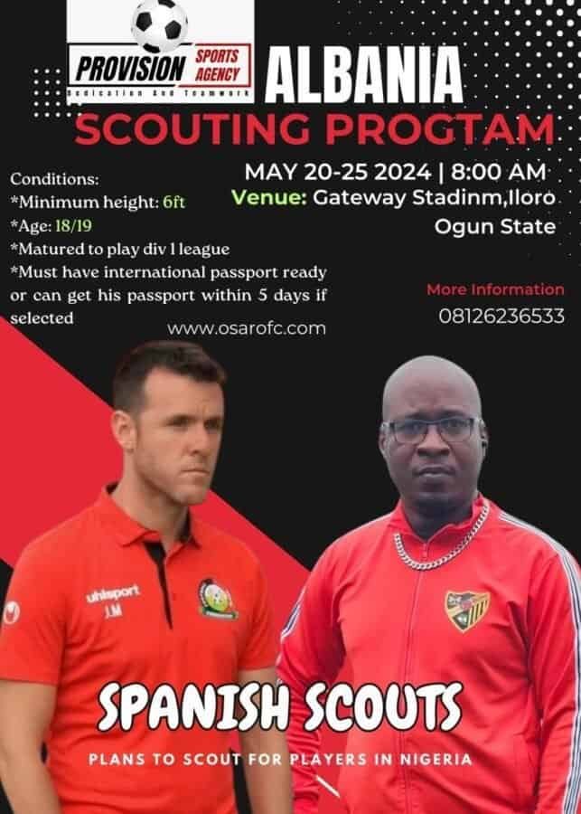 1. Osaro Intl Sports Academy offers football training and scouting programs for youth athletes.