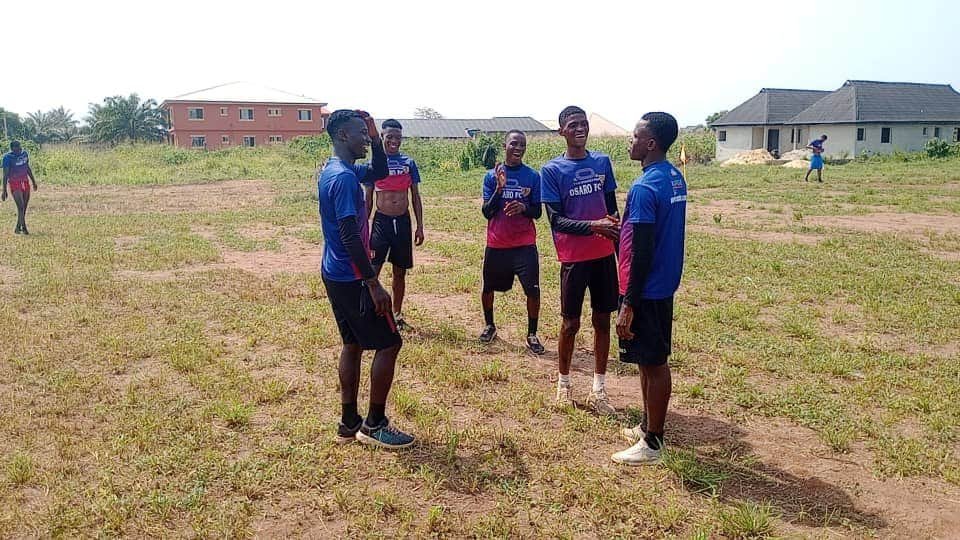 Strong youth soccer training at Osaro International Sports Academy in Nigeria.