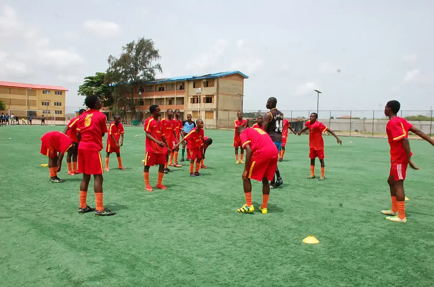 Youth soccer training at Osaro Intl Sports Academy for skill development and athletic growth.