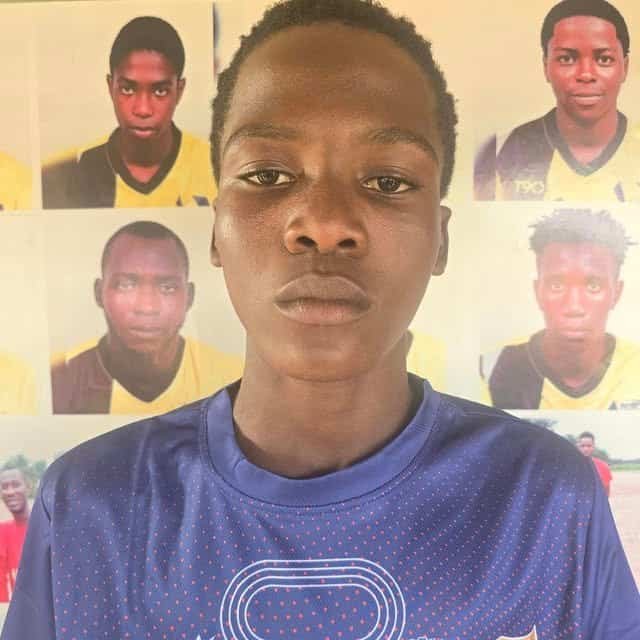 Youth soccer player at Osaro Intl Sports Academy, training and development for aspiring athletes in Nigeria.