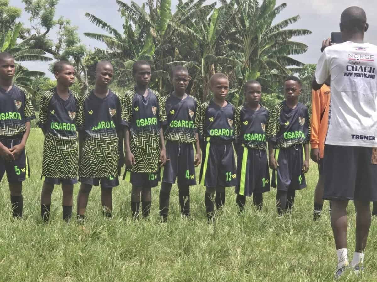 Young soccer players training at Osaro Intl Sports Academy.