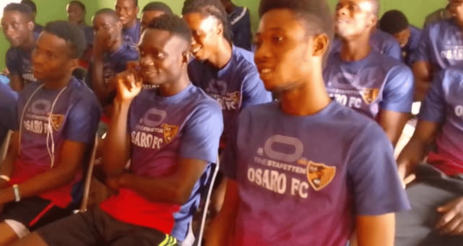 Young athletes in Osaro International Sports Academy team uniforms, engaging in sports training and development activities.