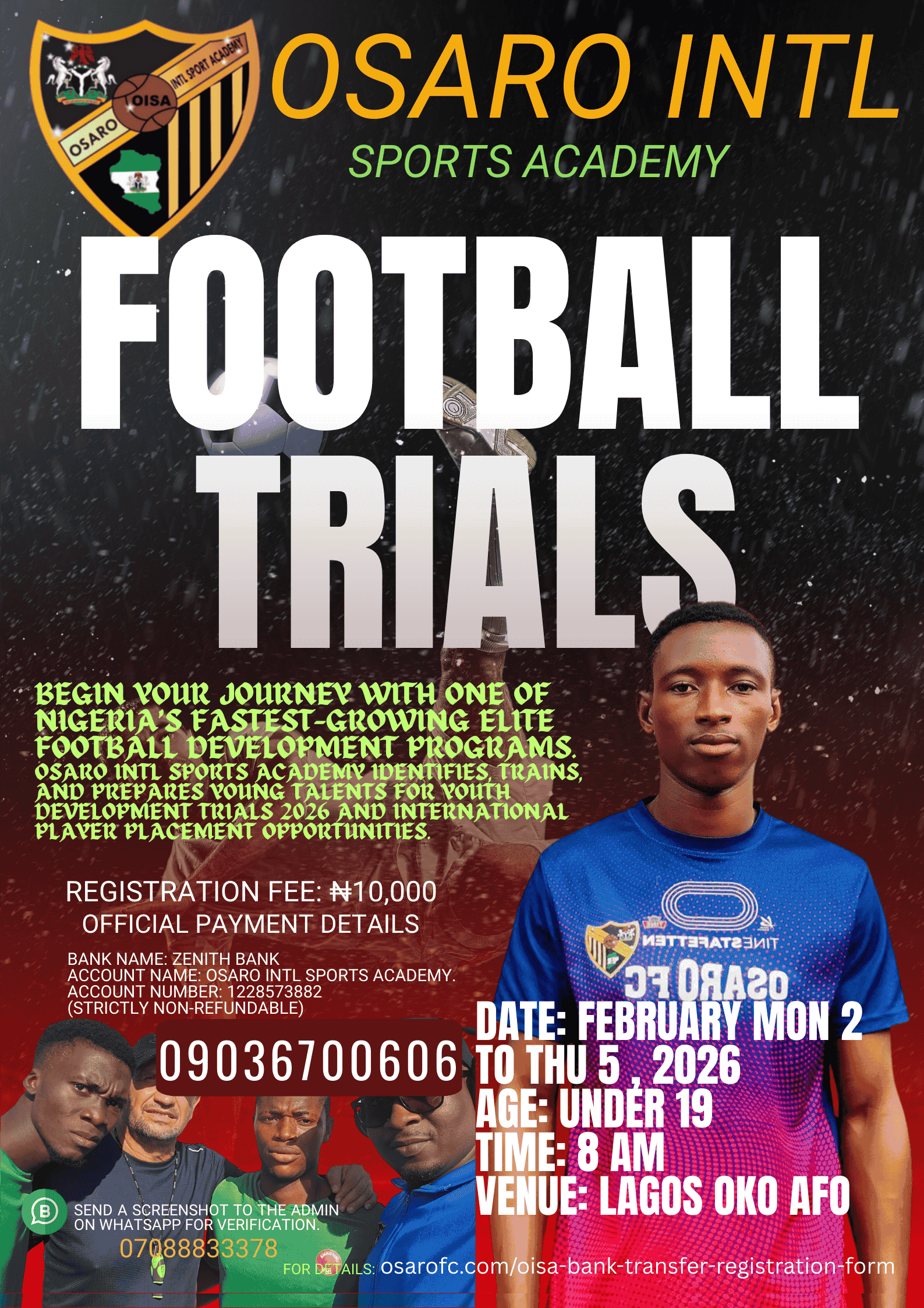 OSARO International Football Trials for Youth Development in Nigeria and International Opportunities.