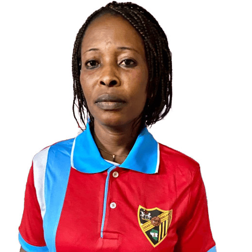 High-performance female athlete at Osaro International Sports Academy in vibrant red and blue sports jersey.