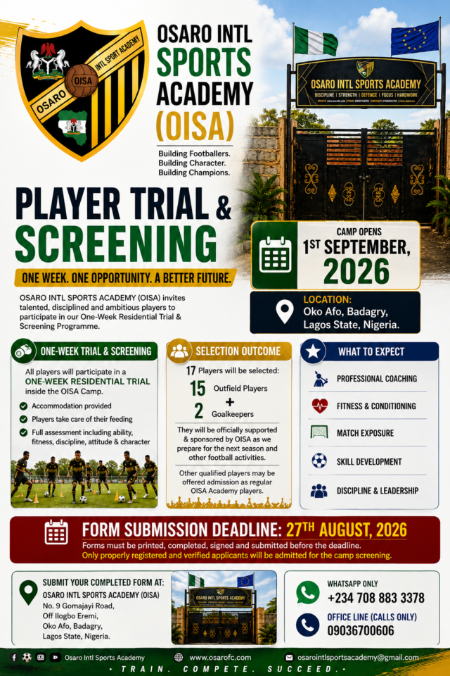 football trials in Lagos 2026